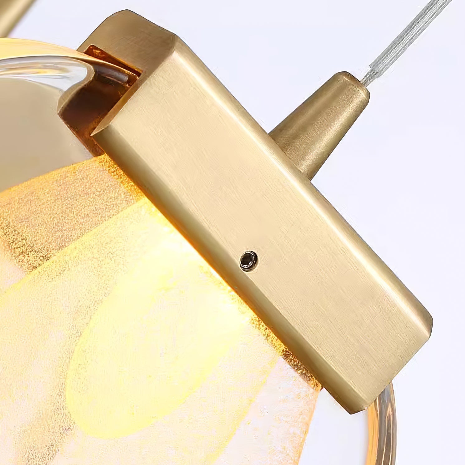 Virelli Lampe Pendante Abat-jour en Verre Ondulé Accent Doré Scandi LED - Neutralighting