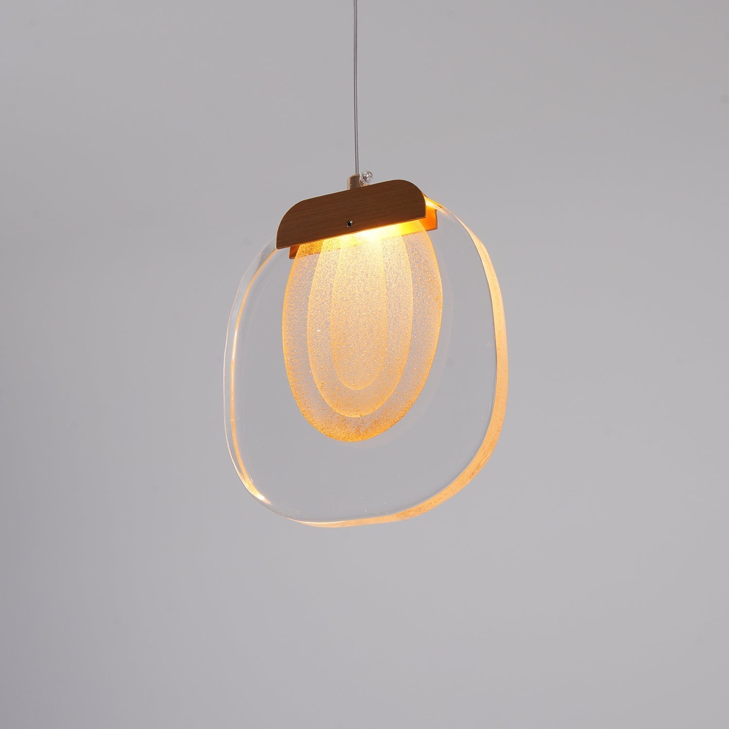 Virelli Lampe Pendante Abat-jour en Verre Ondulé Accent Doré Scandi LED - Neutralighting