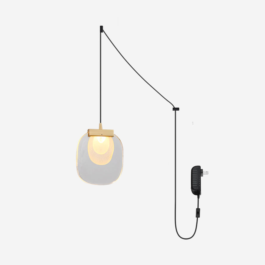 Virelli Lampe Pendante Abat-jour en Verre Ondulé Accent Doré Scandi LED - Neutralighting