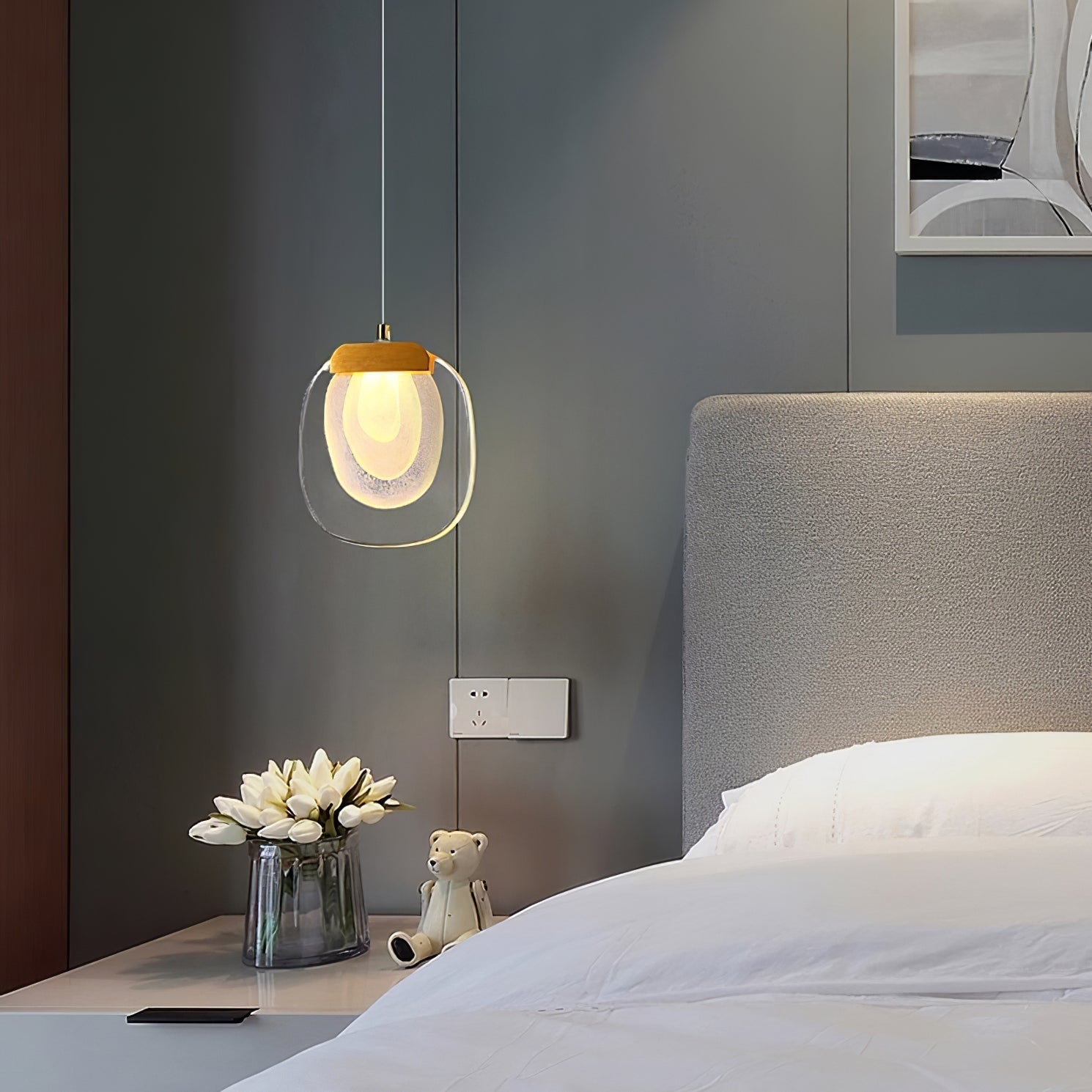 Virelli Lampe Pendante Abat-jour en Verre Ondulé Accent Doré Scandi LED - Neutralighting