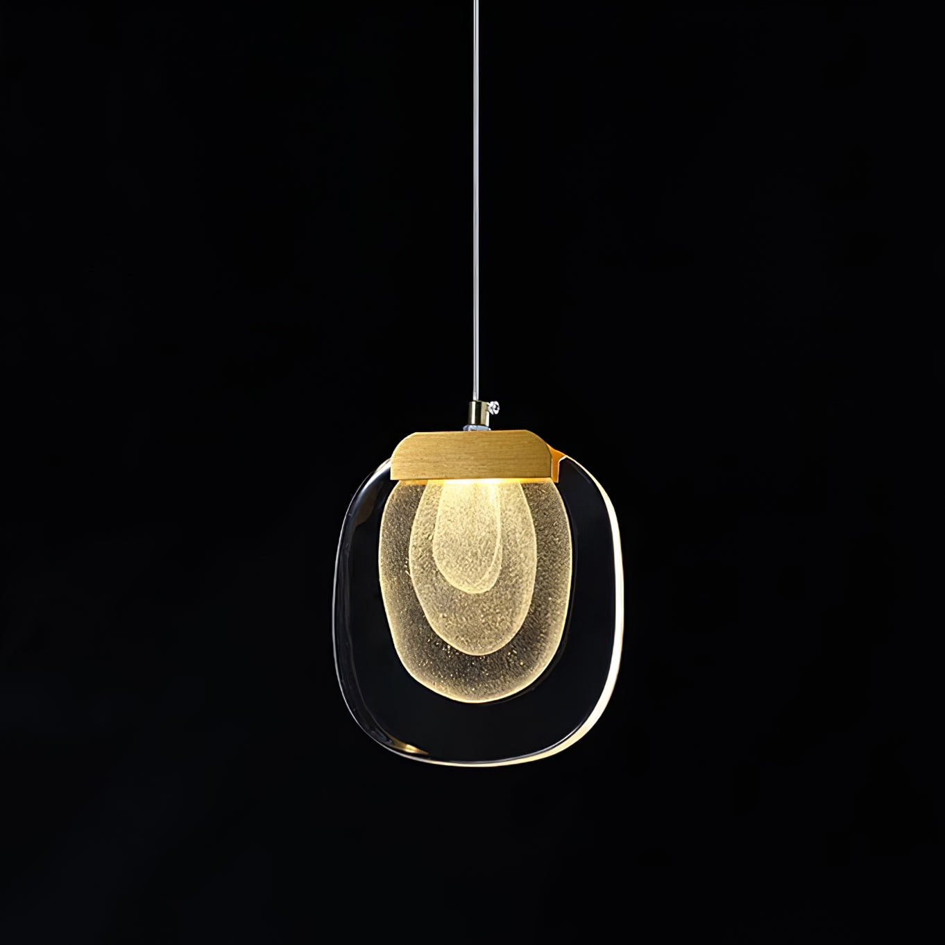Virelli Lampe Pendante Abat-jour en Verre Ondulé Accent Doré Scandi LED - Neutralighting