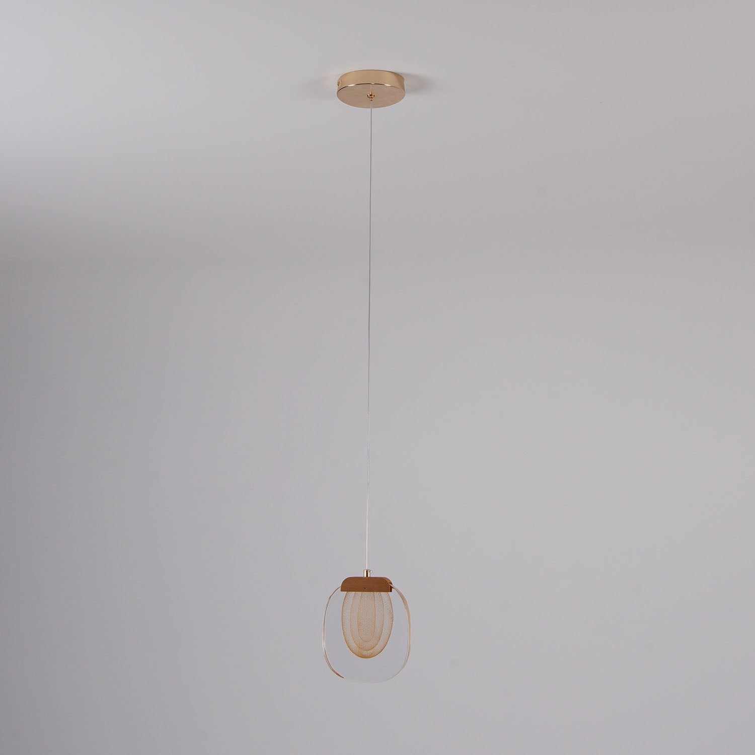 Virelli Lampe Pendante Abat-jour en Verre Ondulé Accent Doré Scandi LED - Neutralighting