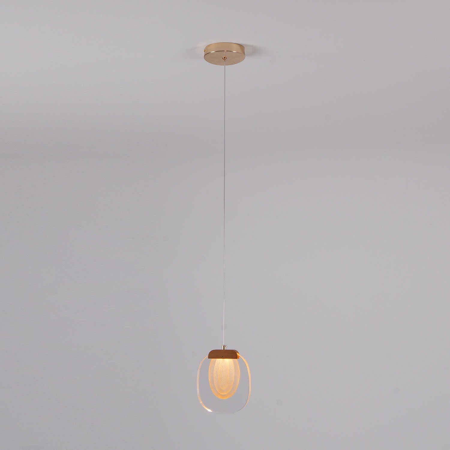 Virelli Lampe Pendante Abat-jour en Verre Ondulé Accent Doré Scandi LED - Neutralighting