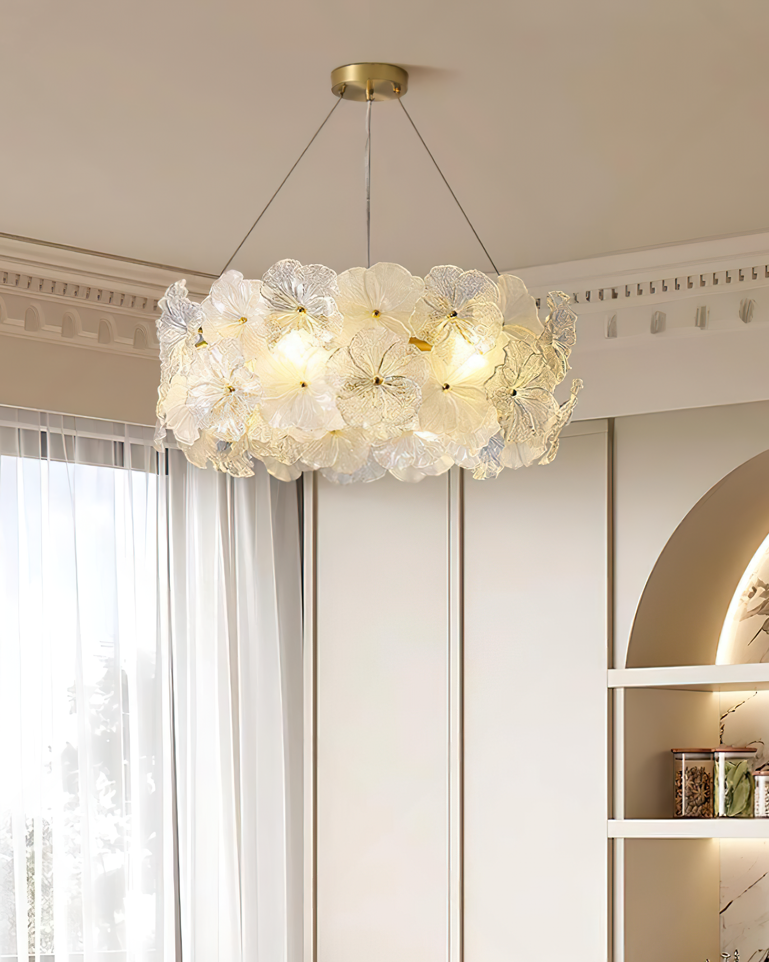 Glezen Chandelier Glass Petal Floral - Letslighting