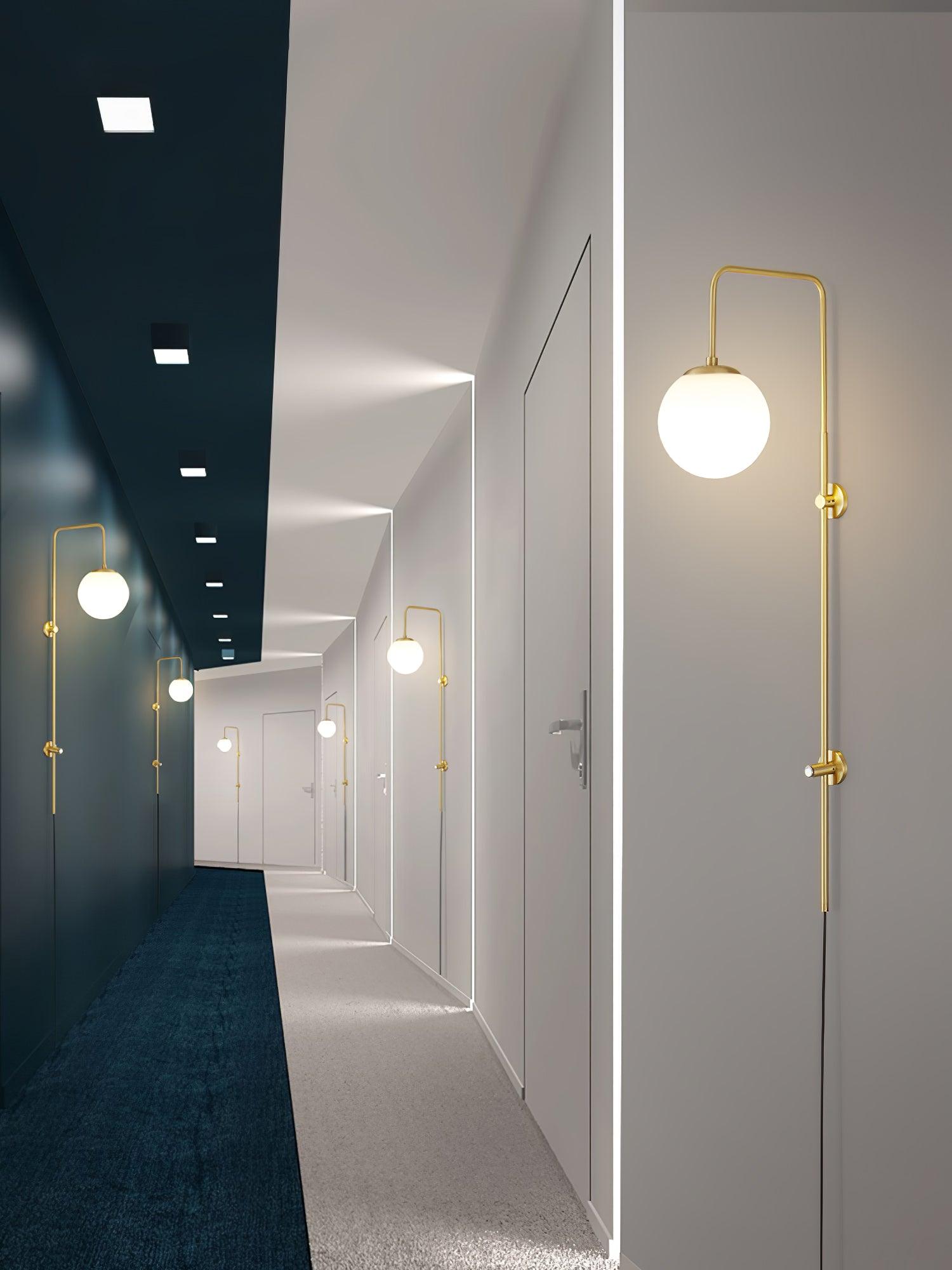 Evshaia Premium Elegance Globe Plug-in Brass Glass Sconce Wall lamp - Neutralighting