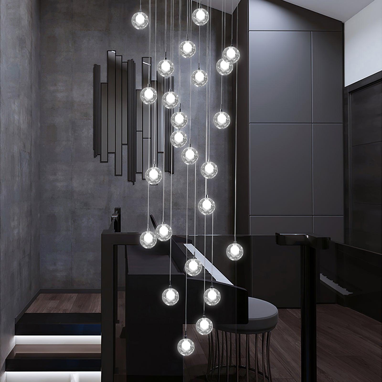 Verona Lustre Cluster Globe Transparent Escaliers - Neutralighting
