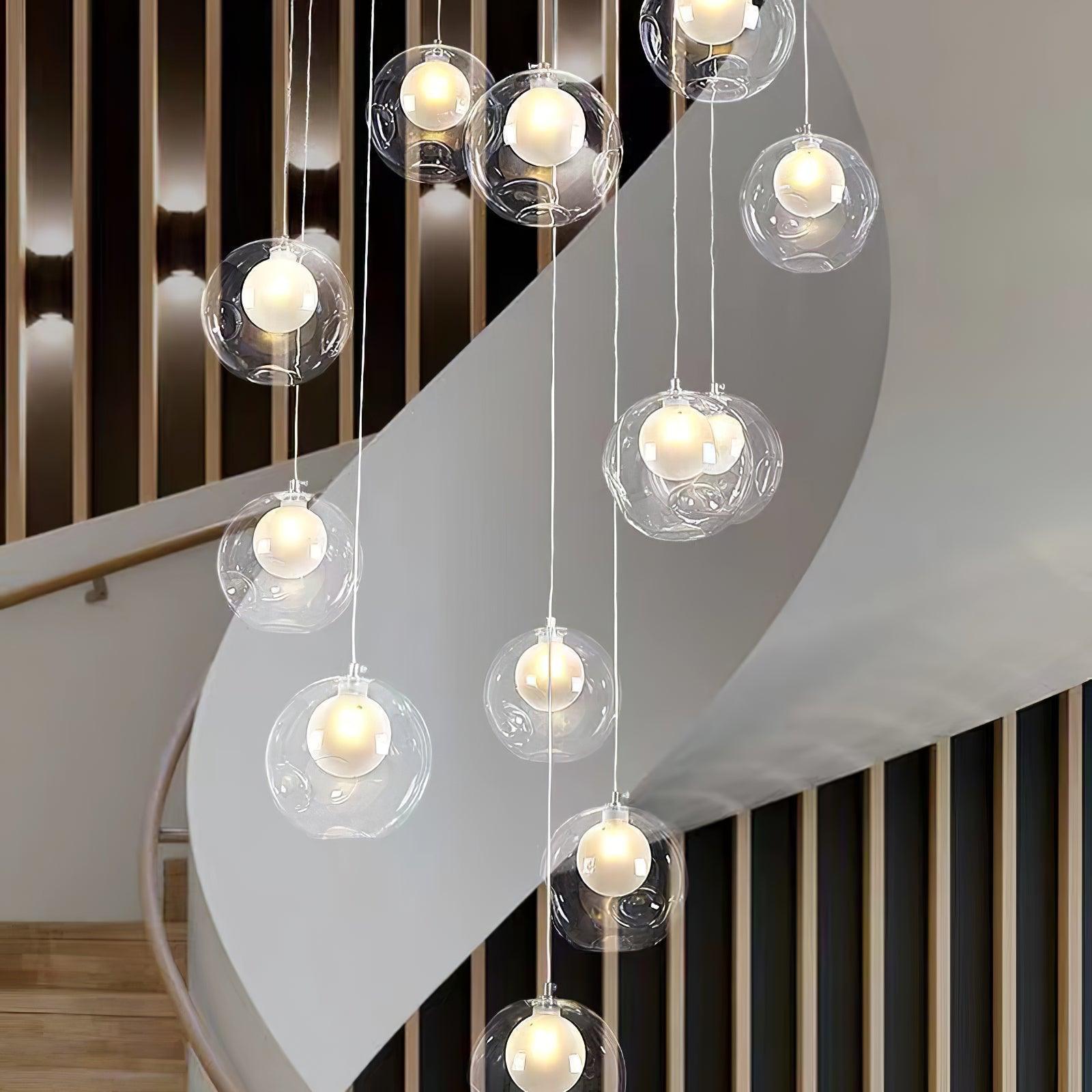 Verona Lustre Cluster Globe Transparent Escaliers - Neutralighting