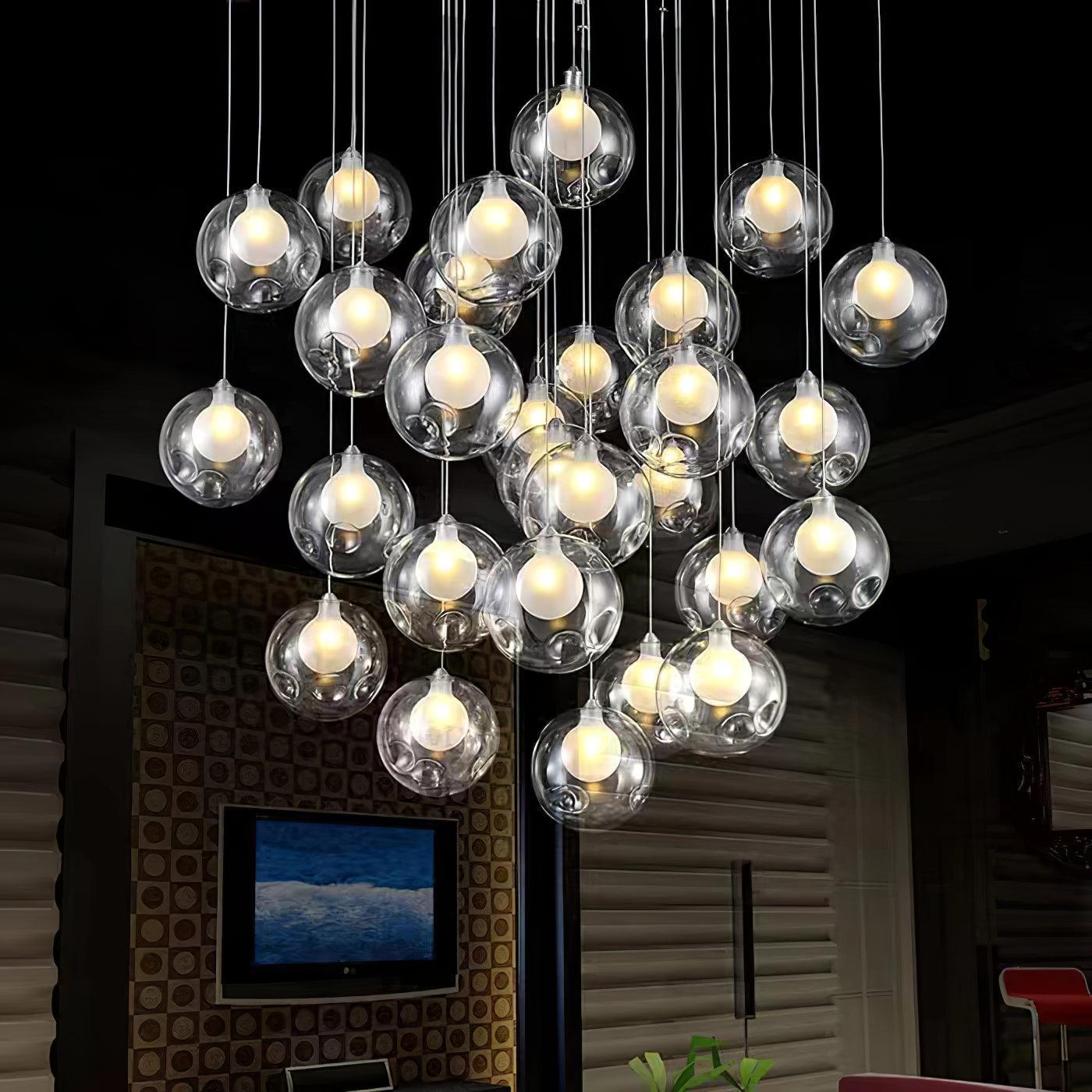 Verona Lustre Cluster Globe Transparent Escaliers - Neutralighting