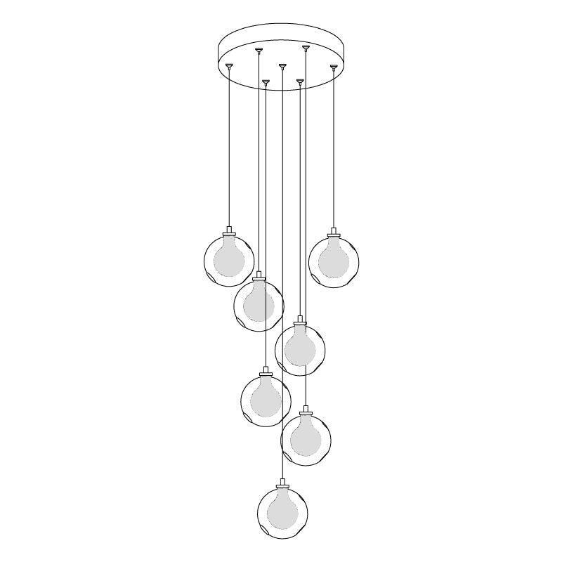 Verona Lustre Cluster Globe Transparent Escaliers - Neutralighting