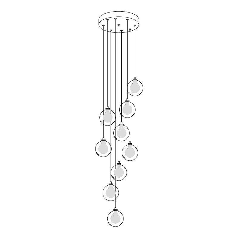 Verona Lustre Cluster Globe Transparent Escaliers - Neutralighting