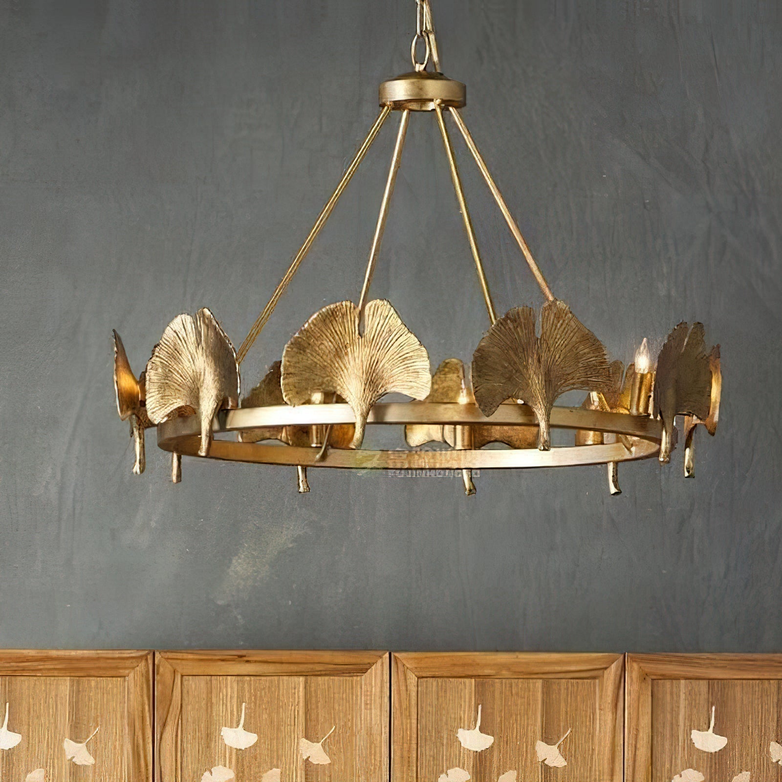 Cavinan Lustre En Métal Doré Avec Feuille De Ginkgo - Neutralighting