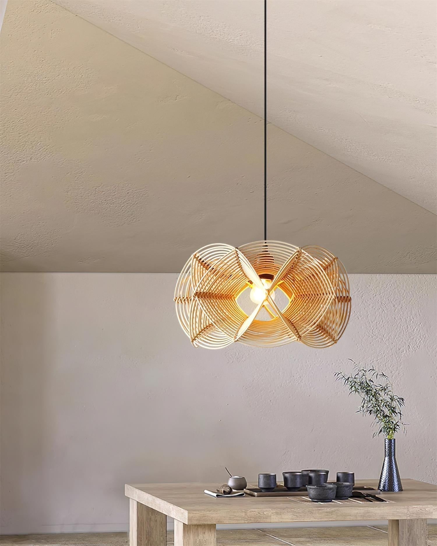Golven Lampe Pendante Rattan Tissé Organique Artistique - Neutralighting