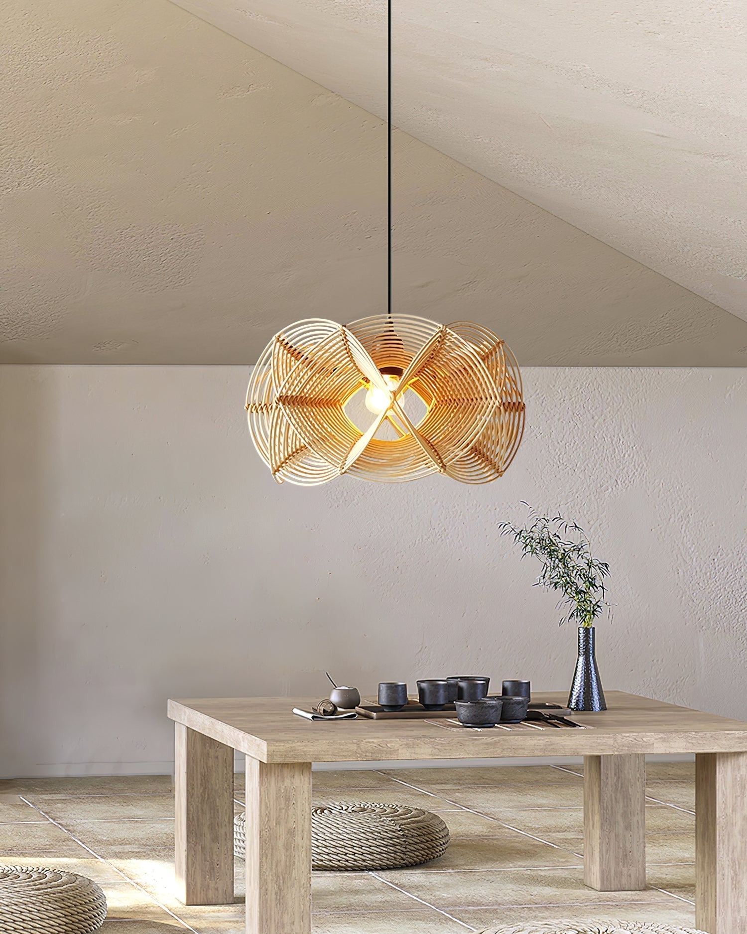 Golven Lampe Pendante Rattan Tissé Organique Artistique - Neutralighting