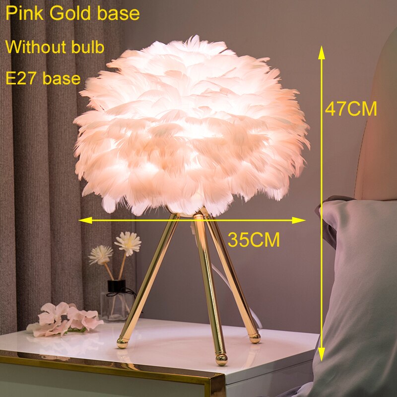 O'Moore Lampe de Table Fleur Nordique, Plume/Métal, Chambre - Neutralighting