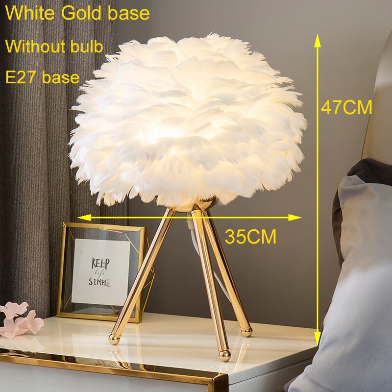 O'Moore Lampe de Table Fleur Nordique, Plume/Métal, Chambre - Neutralighting