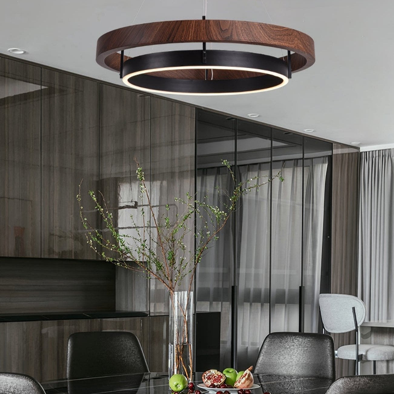 Acorn Lustre Anneau en Bois