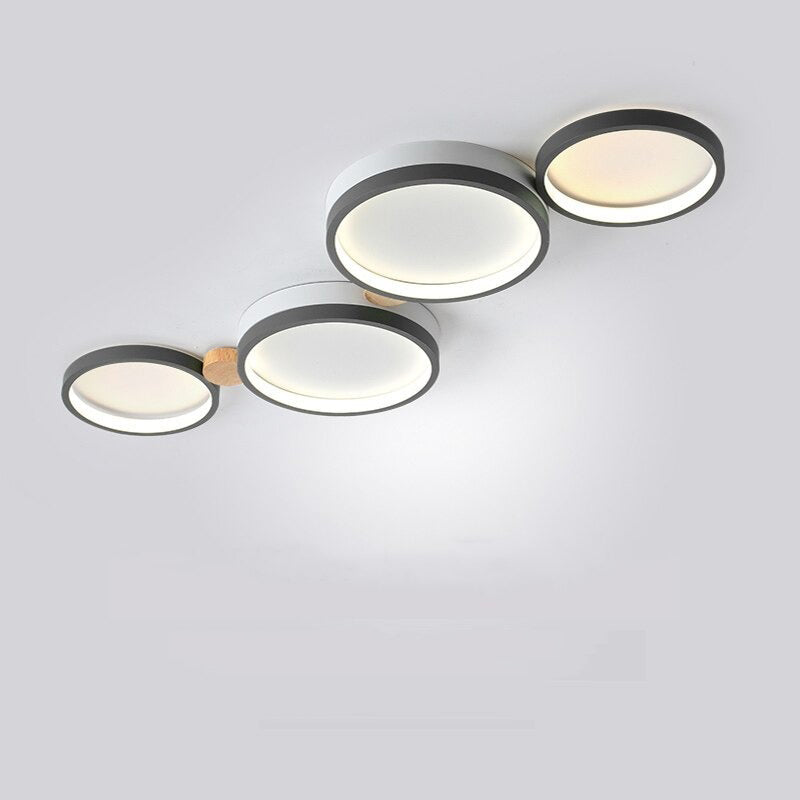 Fylo Plafonnier Rond Moderne. Métal/Bois. Blanc/Gris/Vert. Salon - Neutralighting