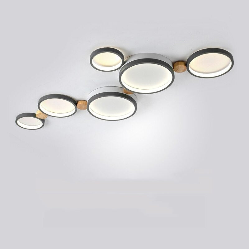 Fylo Plafonnier Rond Moderne. Métal/Bois. Blanc/Gris/Vert. Salon - Neutralighting