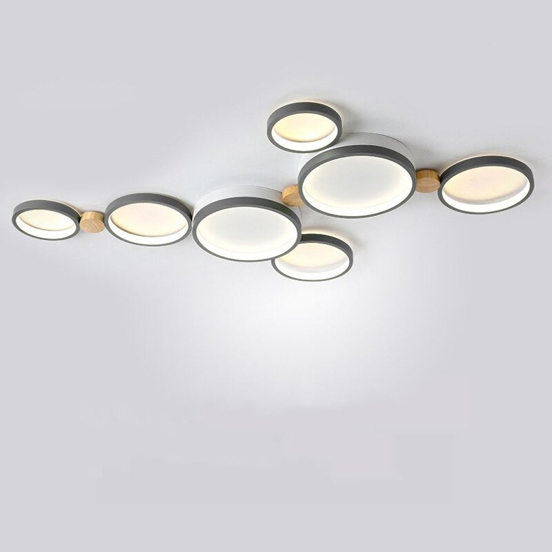 Fylo Plafonnier Rond Moderne. Métal/Bois. Blanc/Gris/Vert. Salon - Neutralighting