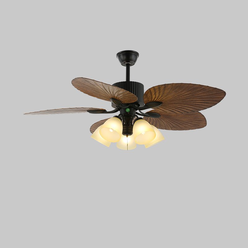 Plafonnier ventilateur Virel en bois tropical, vue de dessus
