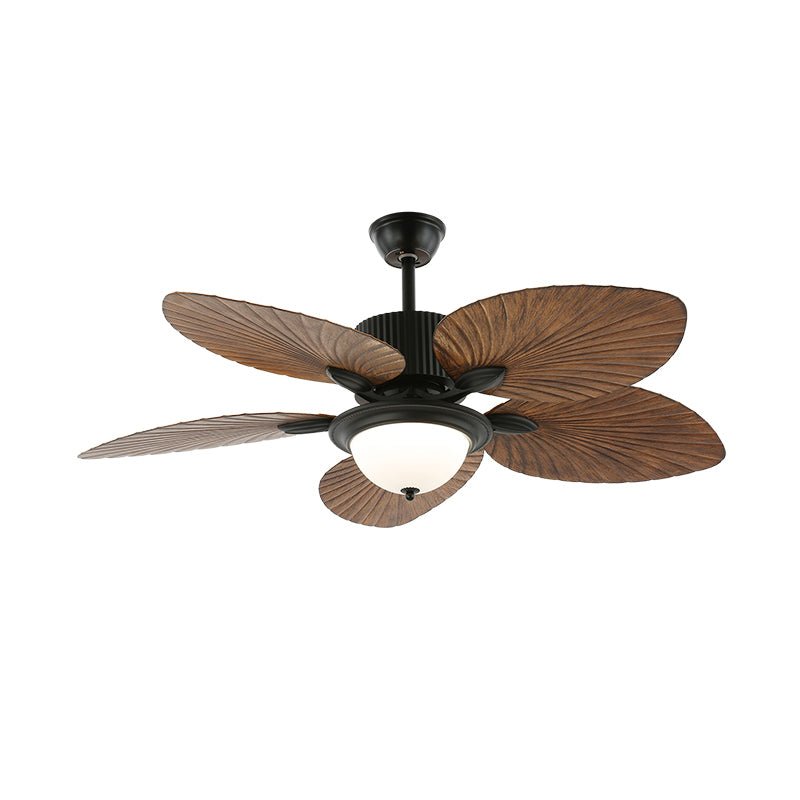 Plafonnier ventilateur Virel en bois tropical avec ventilateur en mouvement