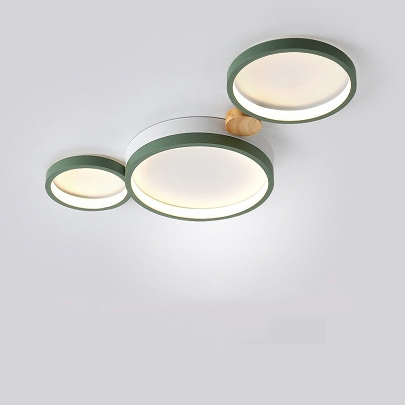 Fylo Plafonnier Rond Moderne. Métal/Bois. Blanc/Gris/Vert. Salon - Neutralighting