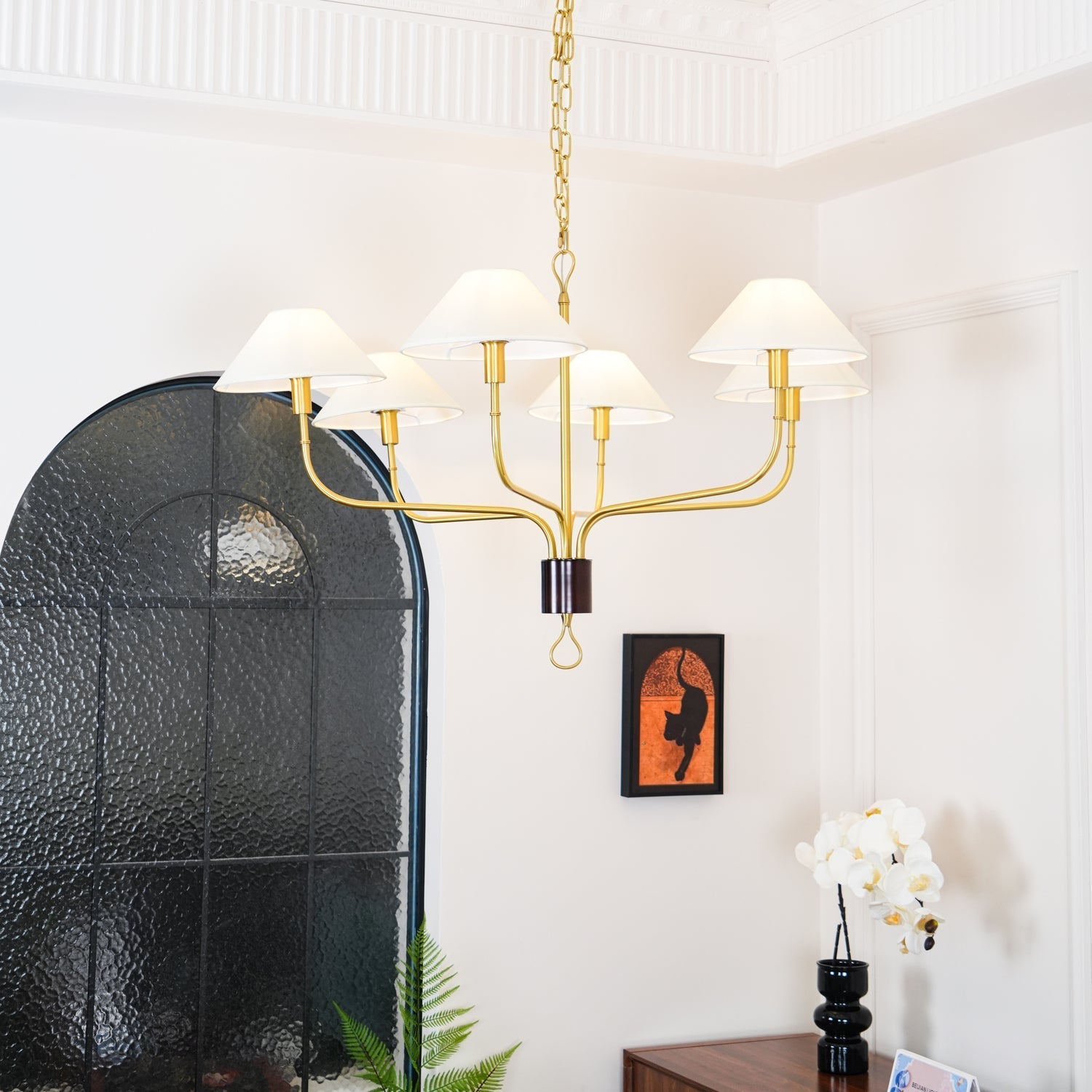 Ulshaaris Lustre Industriel Vintage En Tissu Et Laiton à Queue Décalée - Neutralighting