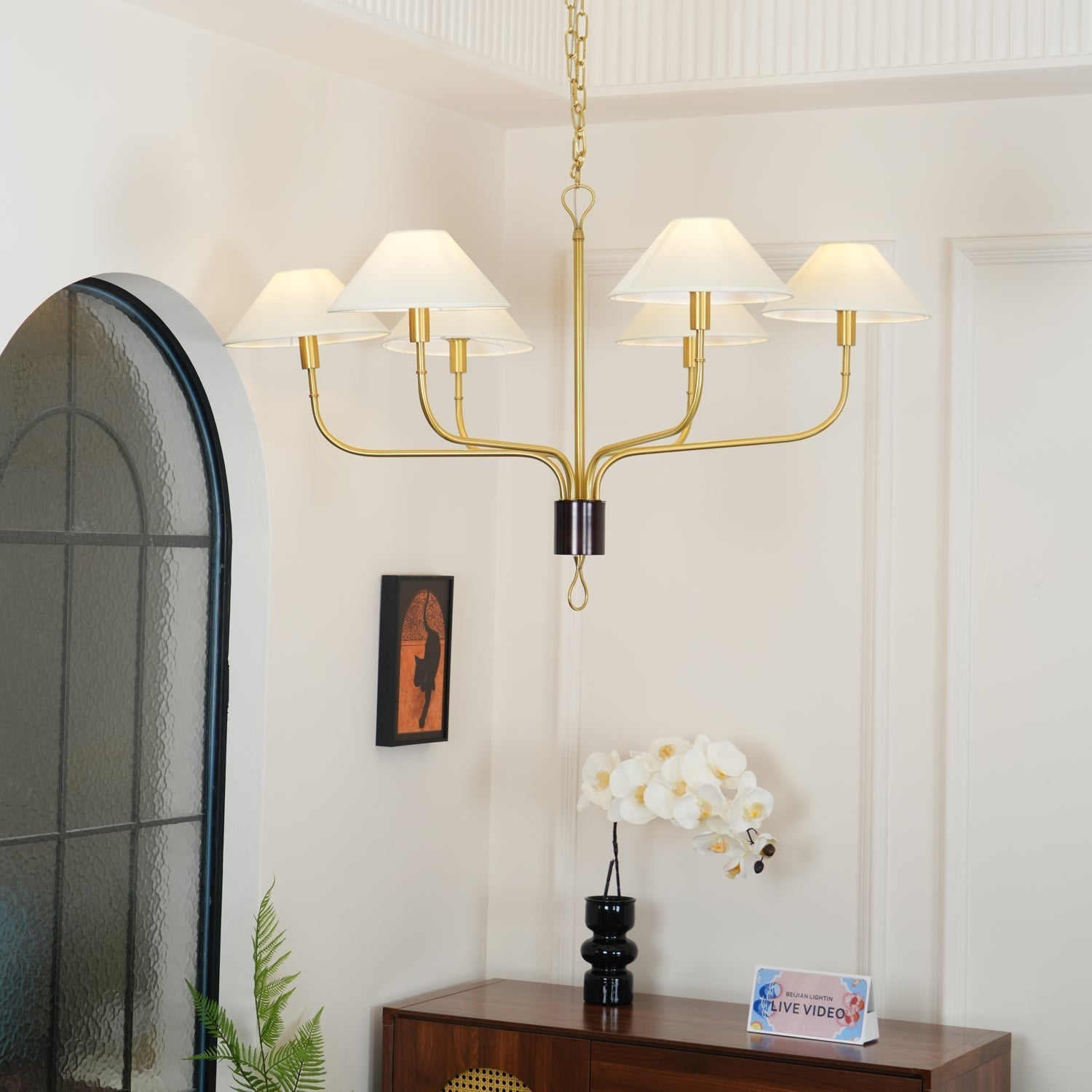 Ulshaaris Lustre Industriel Vintage En Tissu Et Laiton à Queue Décalée - Neutralighting