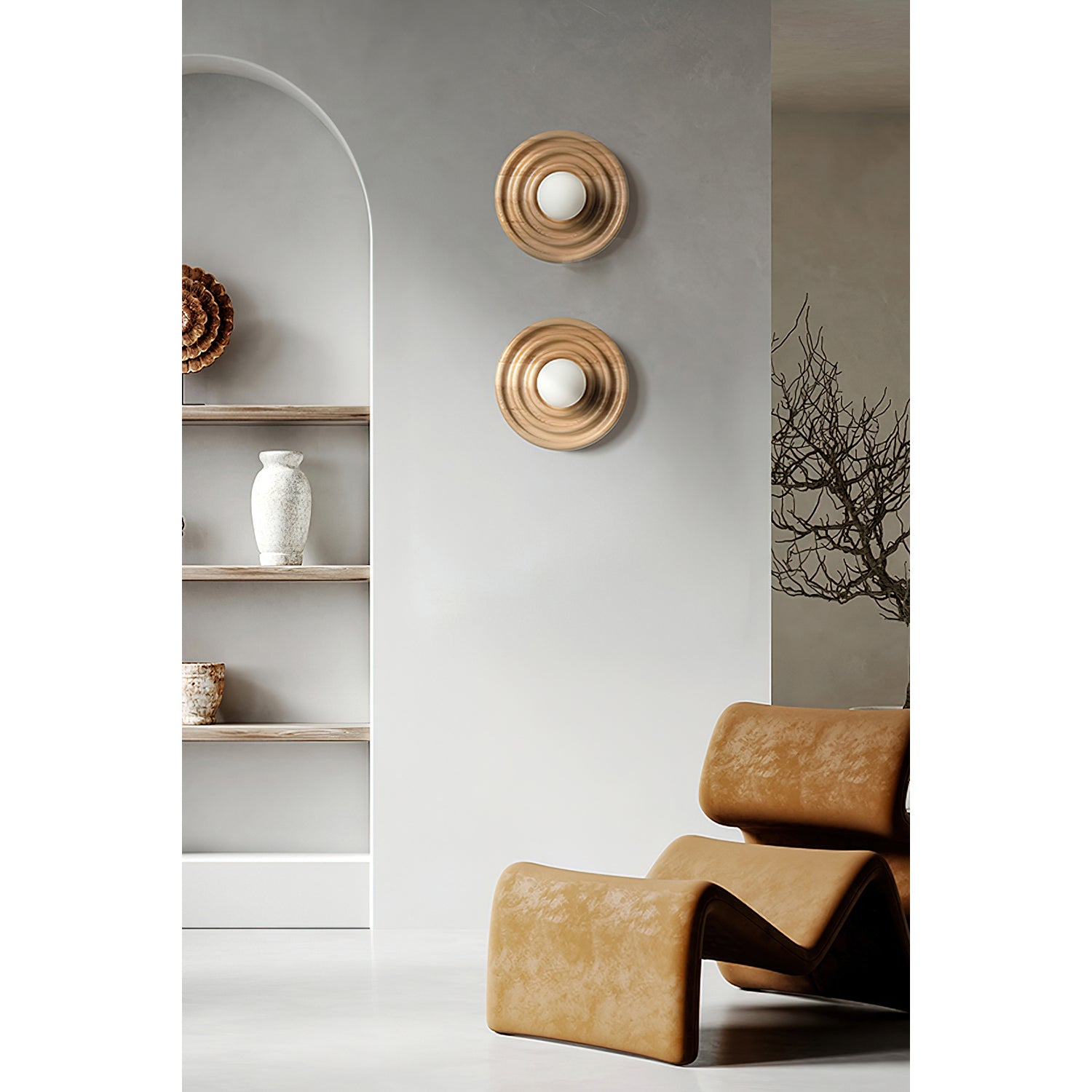Ultalora Modern Minimalist Wood Glass Wall Lamp - Lamp Copper