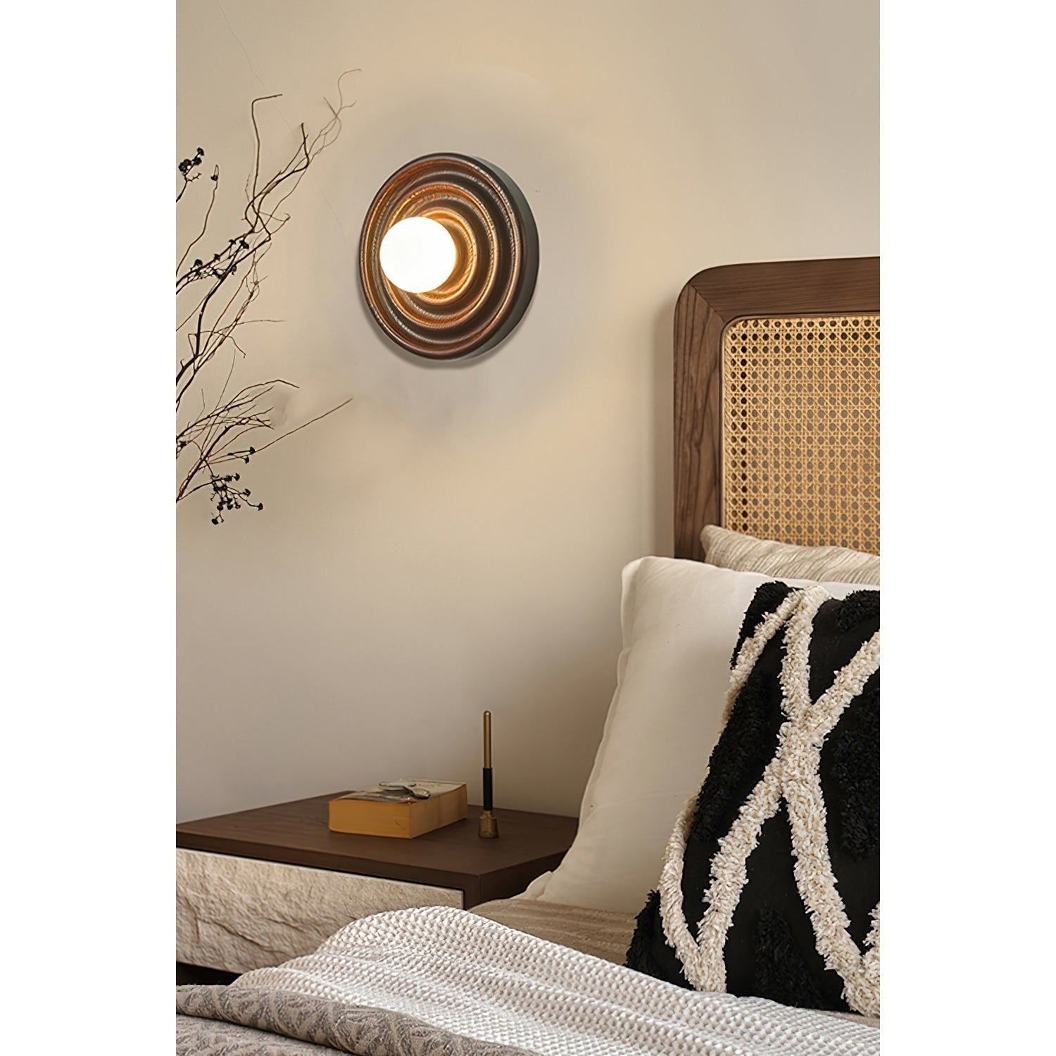 Ultalora Modern Minimalist Wood Glass Wall Lamp - Lamp Copper