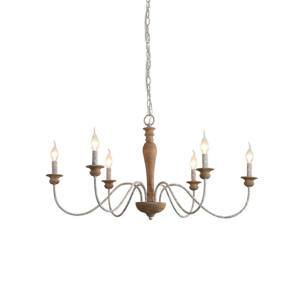 Illoros Vintage Industrial Candle Hand-carved Wood Chandelier - Lamp Copper