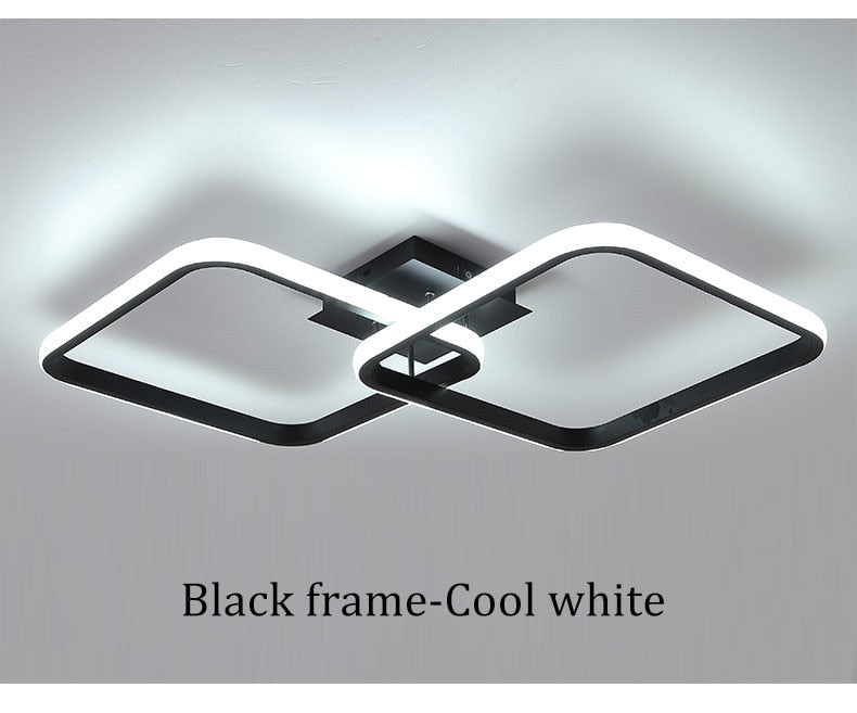 Arisha Plafonnier Carré/Rectangle/Rond Moderne, Métal/Acrylique, Noir/Blanc, Salon - Neutralighting