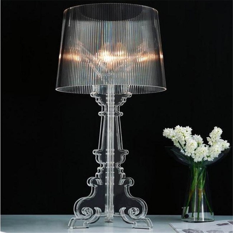 Kristy Lamp de Table Cylindre Moderne, Arcylique, Noir/Transparent, Salon