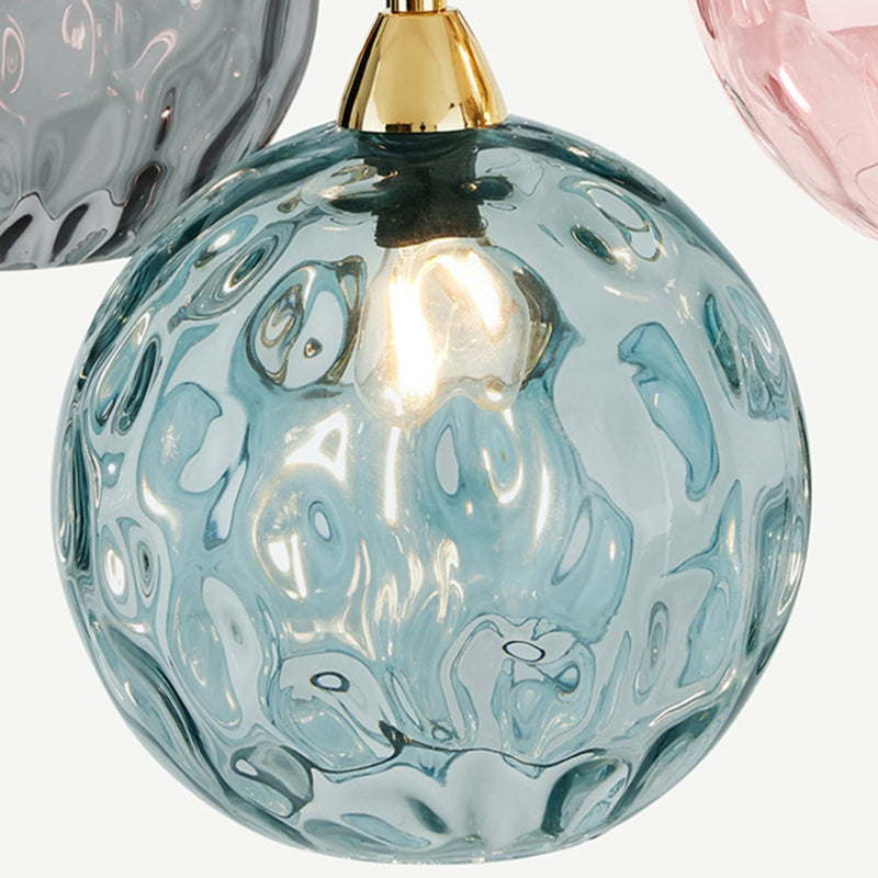 Valentina Suspension Boule Ondulation Nortique Métal/Verre Vert/Gris Salon - Neutralighting