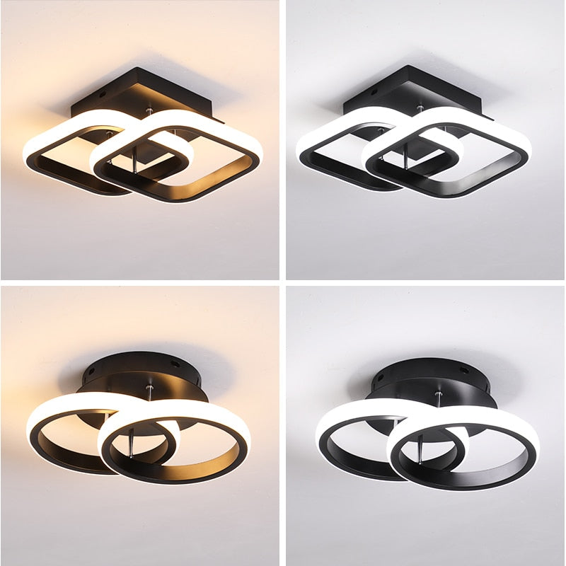 Arisha Plafonnier Carré/Rectangle/Rond Moderne, Métal/Acrylique, Noir/Blanc, Salon - Neutralighting