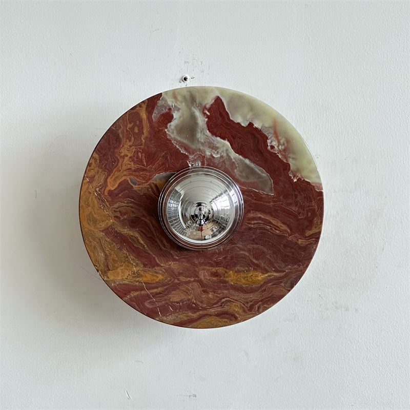 Arsole Modern Minimalist Round Jade Metal Wall Lamp - Lamp Copper