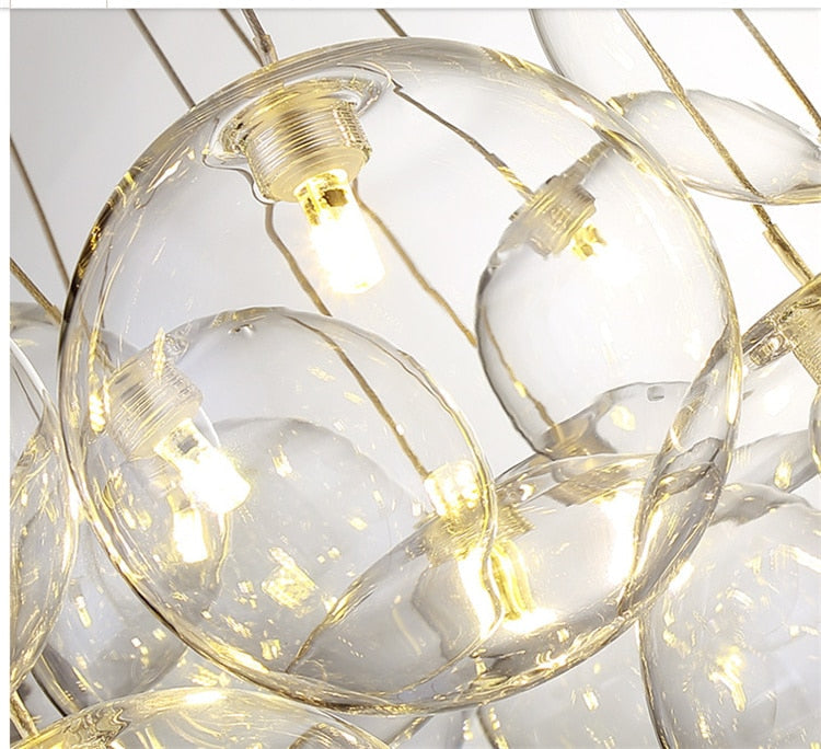 Valentina  Suspension Bubble Moderne Métal/Verre Transparent/Étoilé Salon
