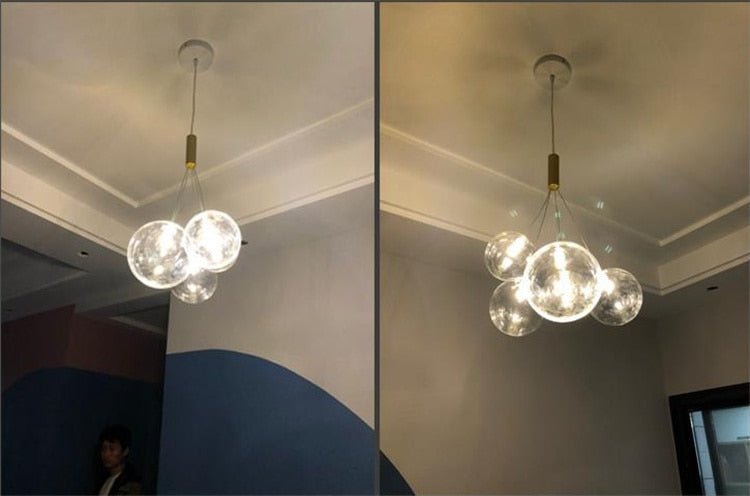 Valentina  Suspension Bubble Moderne Métal/Verre Transparent/Étoilé Salon