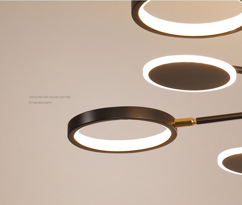 Moderne Suspension Multi Contemporaine, Metal/Acrylique, Noir Mat, Salon - Neutralighting