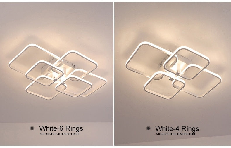 Arisha Plafonnier Carré/Rectangle/Rond Moderne, Métal/Acrylique, Noir/Blanc, Salon - Neutralighting