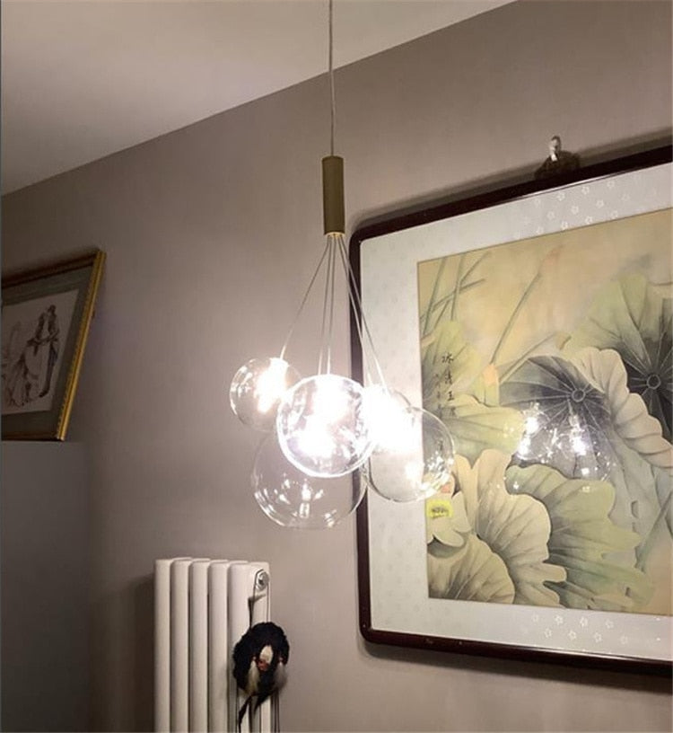 Valentina  Suspension Bubble Moderne Métal/Verre Transparent/Étoilé Salon