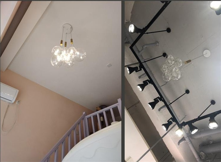 Valentina  Suspension Bubble Moderne Métal/Verre Transparent/Étoilé Salon