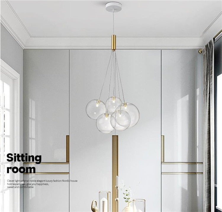 Valentina  Suspension Bubble Moderne Métal/Verre Transparent/Étoilé Salon
