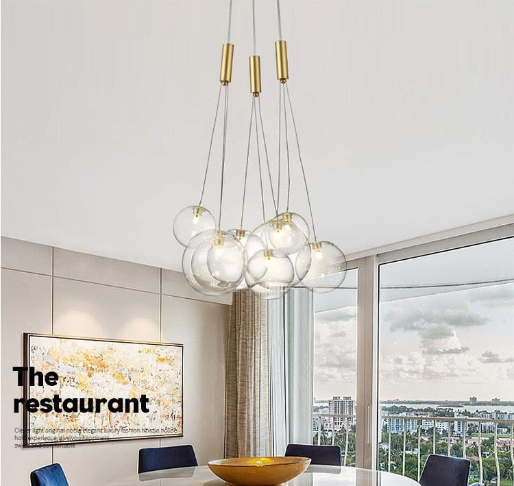 Valentina  Suspension Bubble Moderne Métal/Verre Transparent/Étoilé Salon