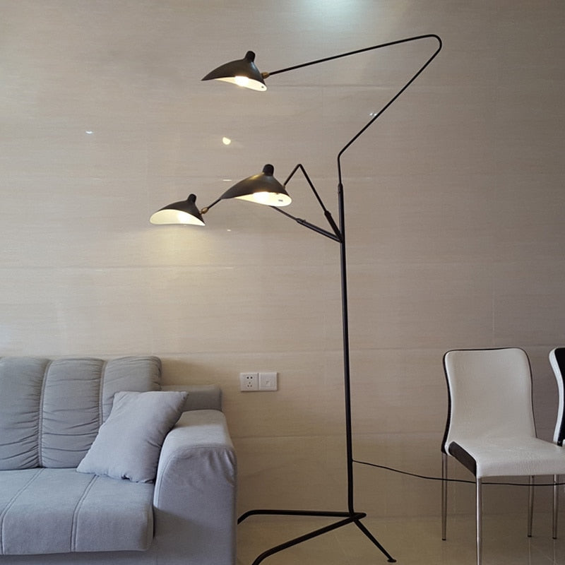 Arisha Lampadaire Cône Industriel, Métal, Noir, Salon - Neutralighting