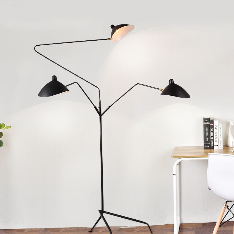 Arisha Lampadaire Cône Industriel, Métal, Noir, Salon - Neutralighting
