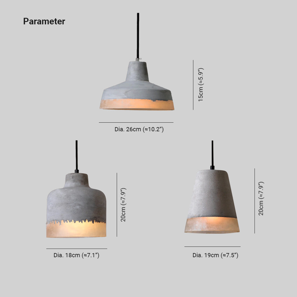 Avi Industriel LED Suspension Ciment/Résine Bar Salle À Manger - Neutralighting