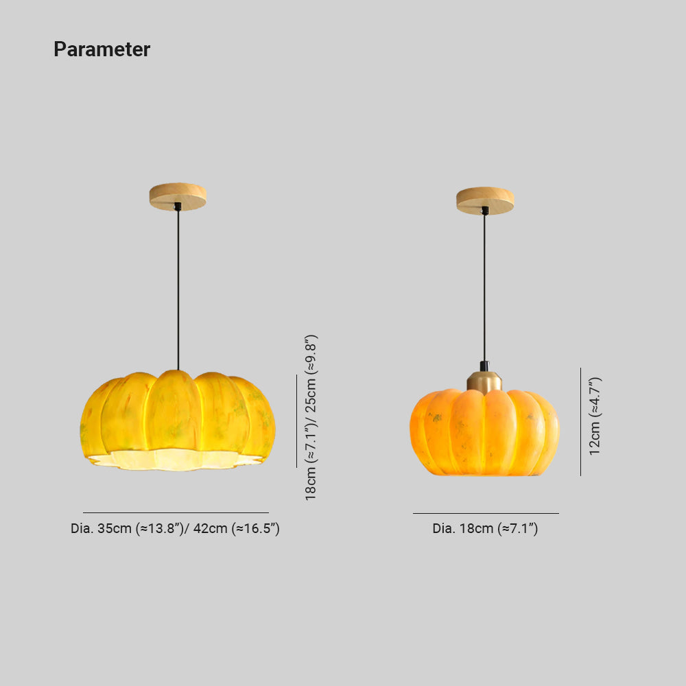 Arisha Citrouille Suspension Jaune Résin Chambre à Coucher Salle à Manger - Neutralighting