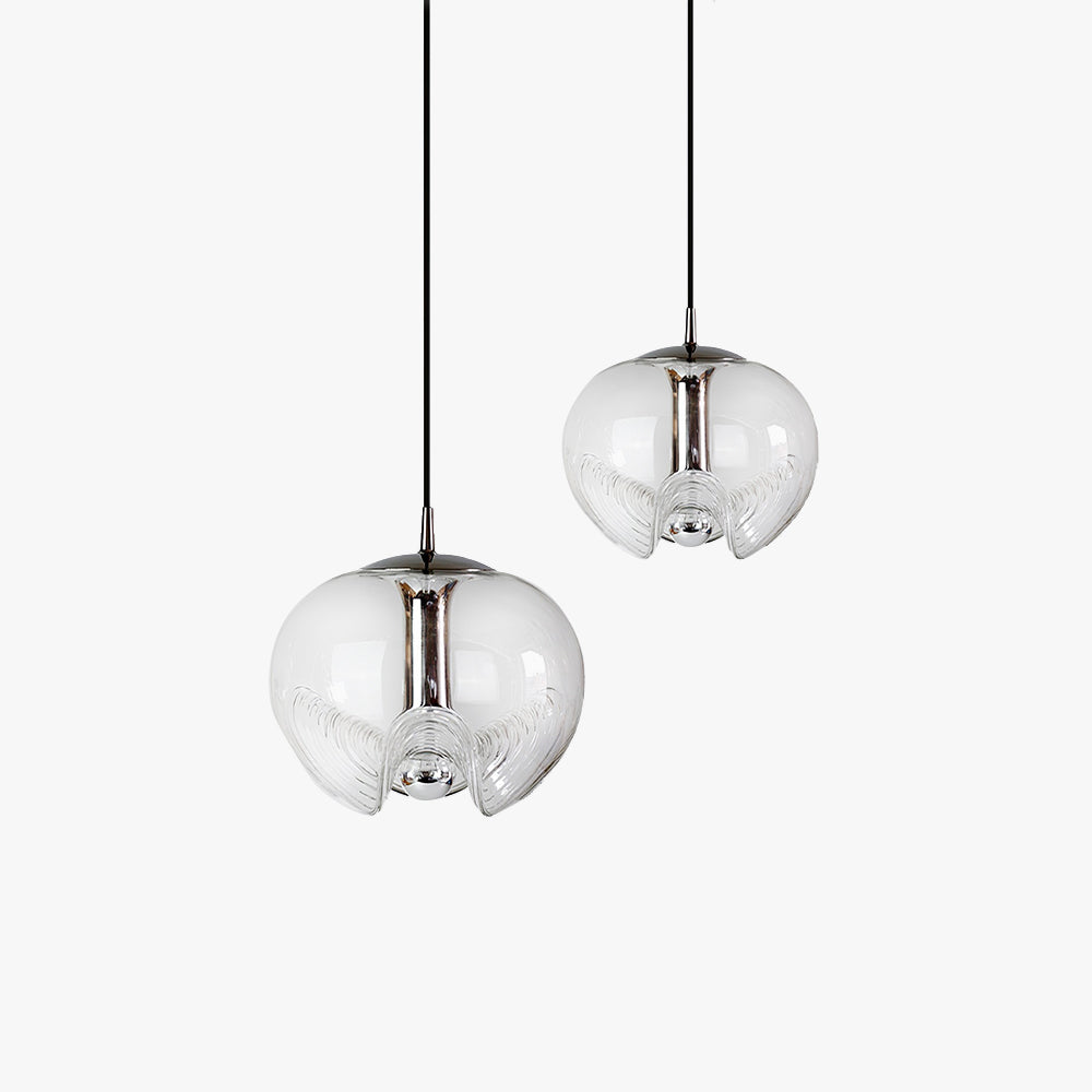 Valentina Suspension Moderne Transparent Onde Métal Verre Chambre à Coucher - Neutralighting