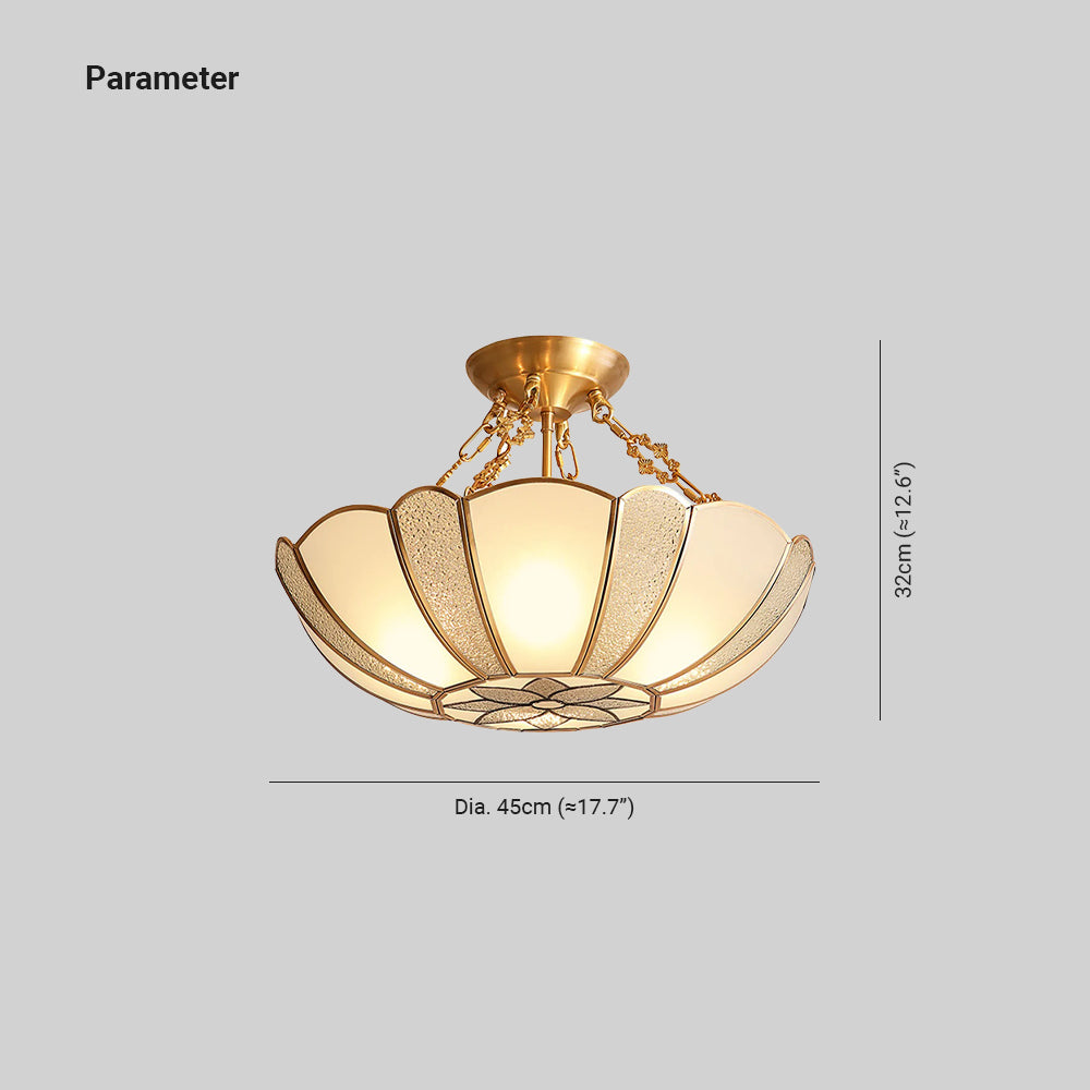 Silva Plafonnier Rétro Fleur Métal Verre Chambre à Coucher